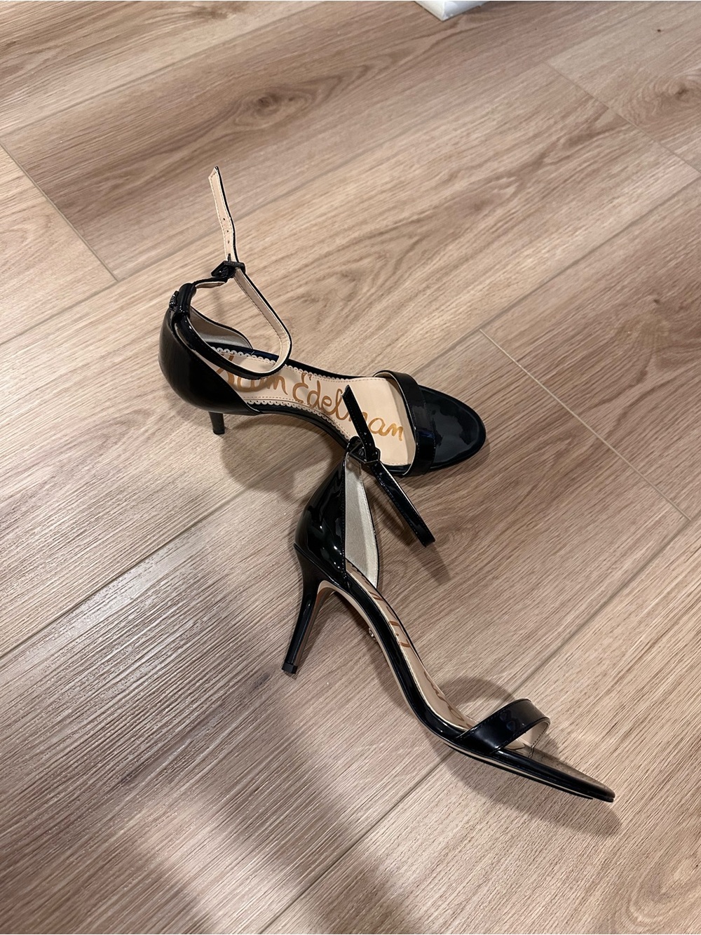 Sam Edelman Black Patent Ankle-Strap Heels NEW IN BOX NWT - Picture 2 of 10
